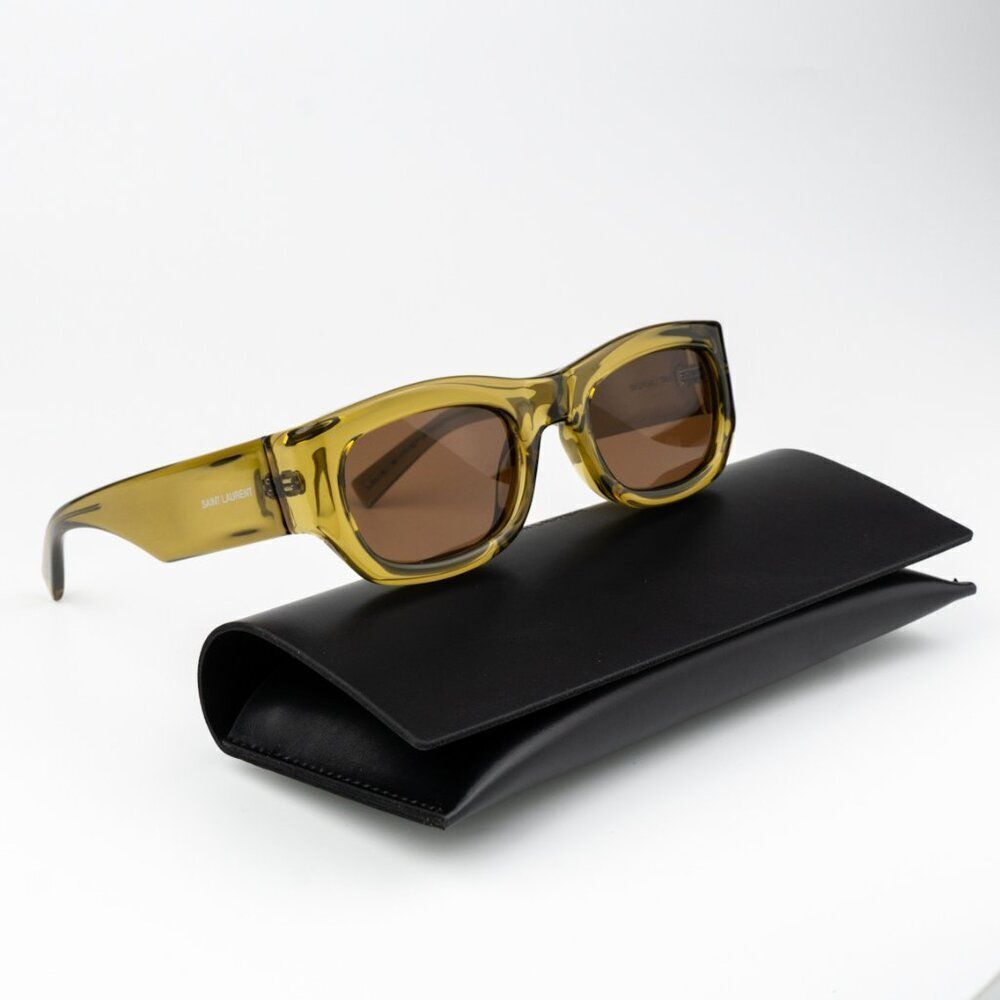 Saint Laurent Olive Green Men's Sunglasses - Picture 2 of 9